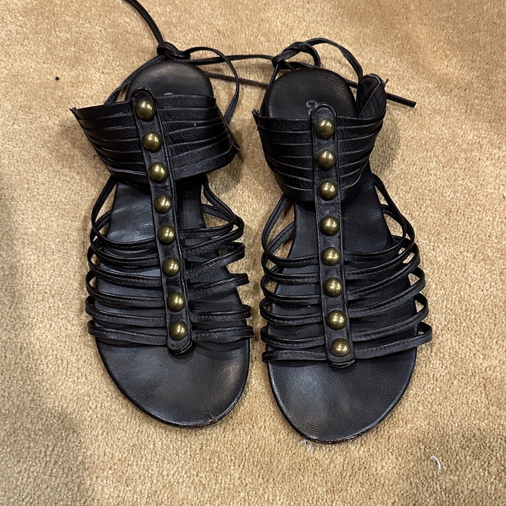 COCOBELLE CHOCOLATE BROWN STUDDED CITY II GLADIATOR SANDALS EU SIZE 40